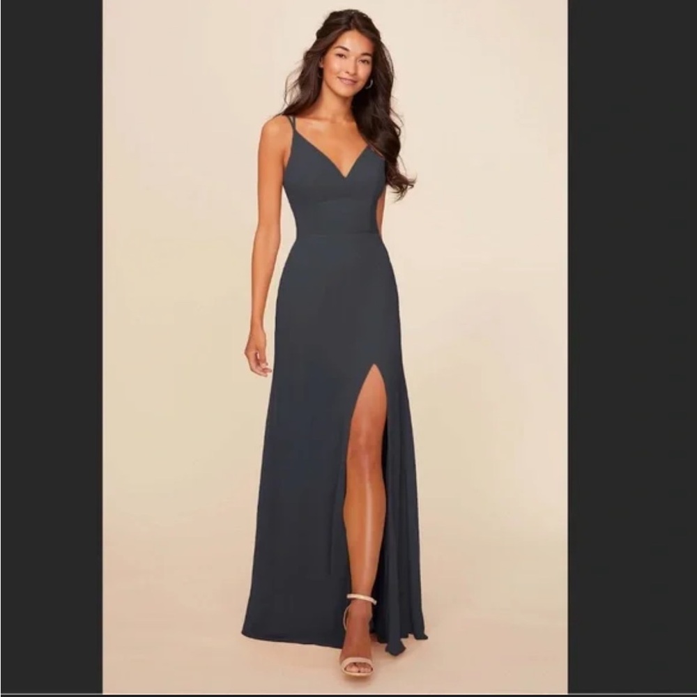 Black Bridesmaid Dress with Pockets & Slit